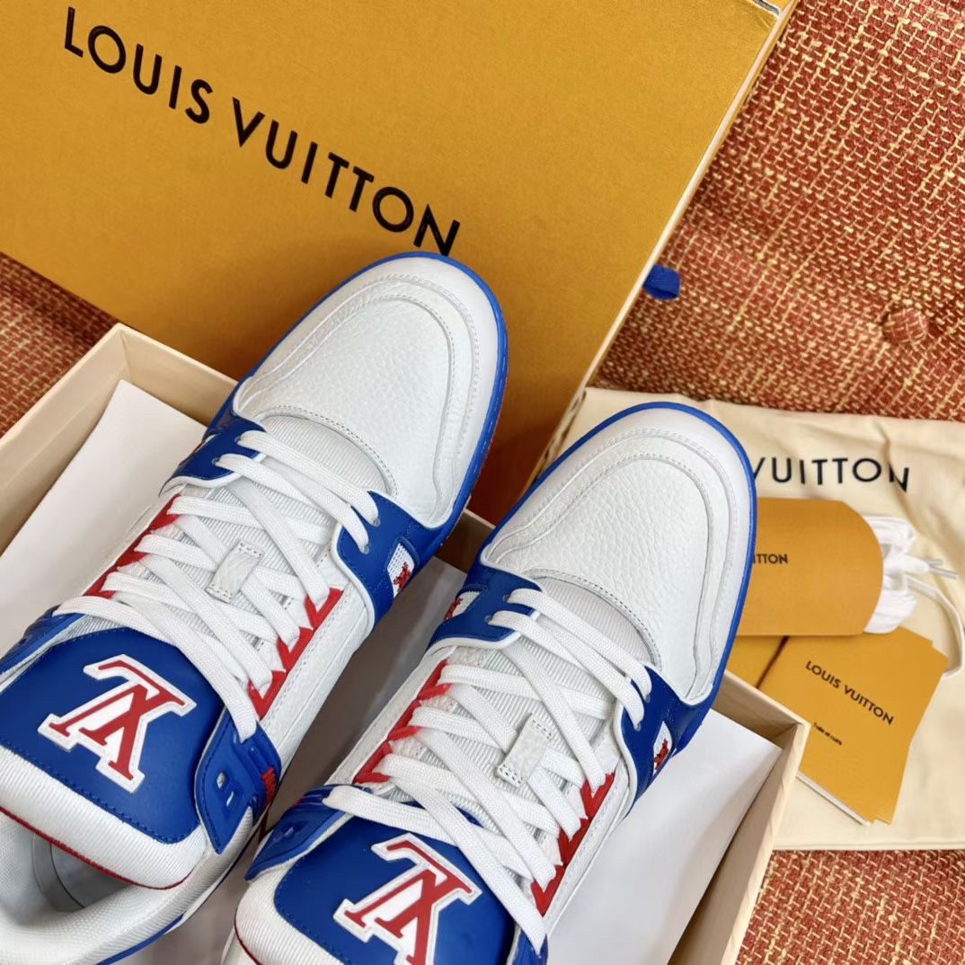 Replica Louis Vuitton LV Trainer Sneakers In Red/White Leather