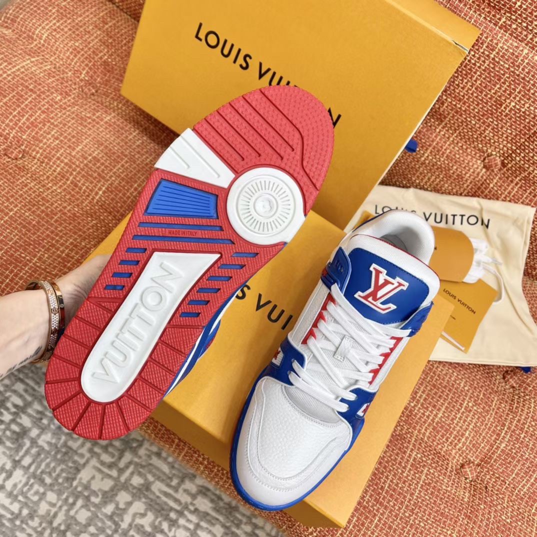 Replica Louis Vuitton LV Trainer Sneakers In Red/White Leather