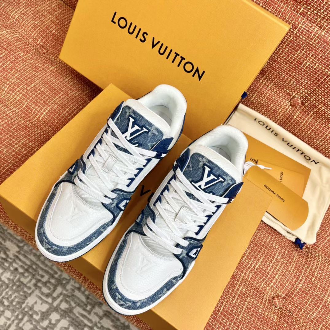 Replica Louis Vuitton LV Trainer Mules In White Leather