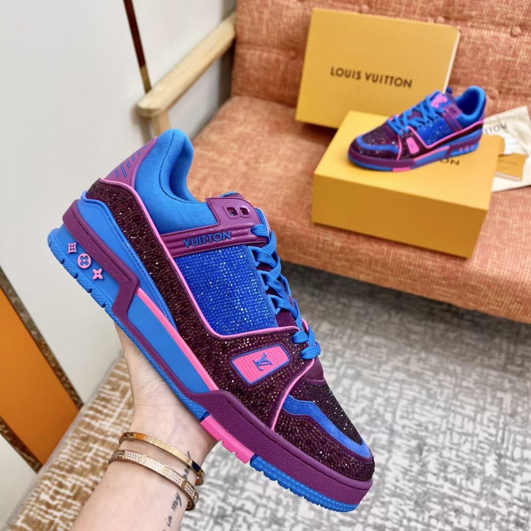Louis Vuitton Trainer Boot Purple Men's Sneakers Shoes