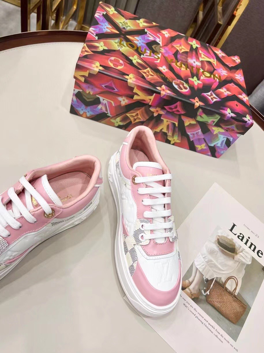Shop Louis Vuitton DAMIER AZUR Women's Pink Shoes