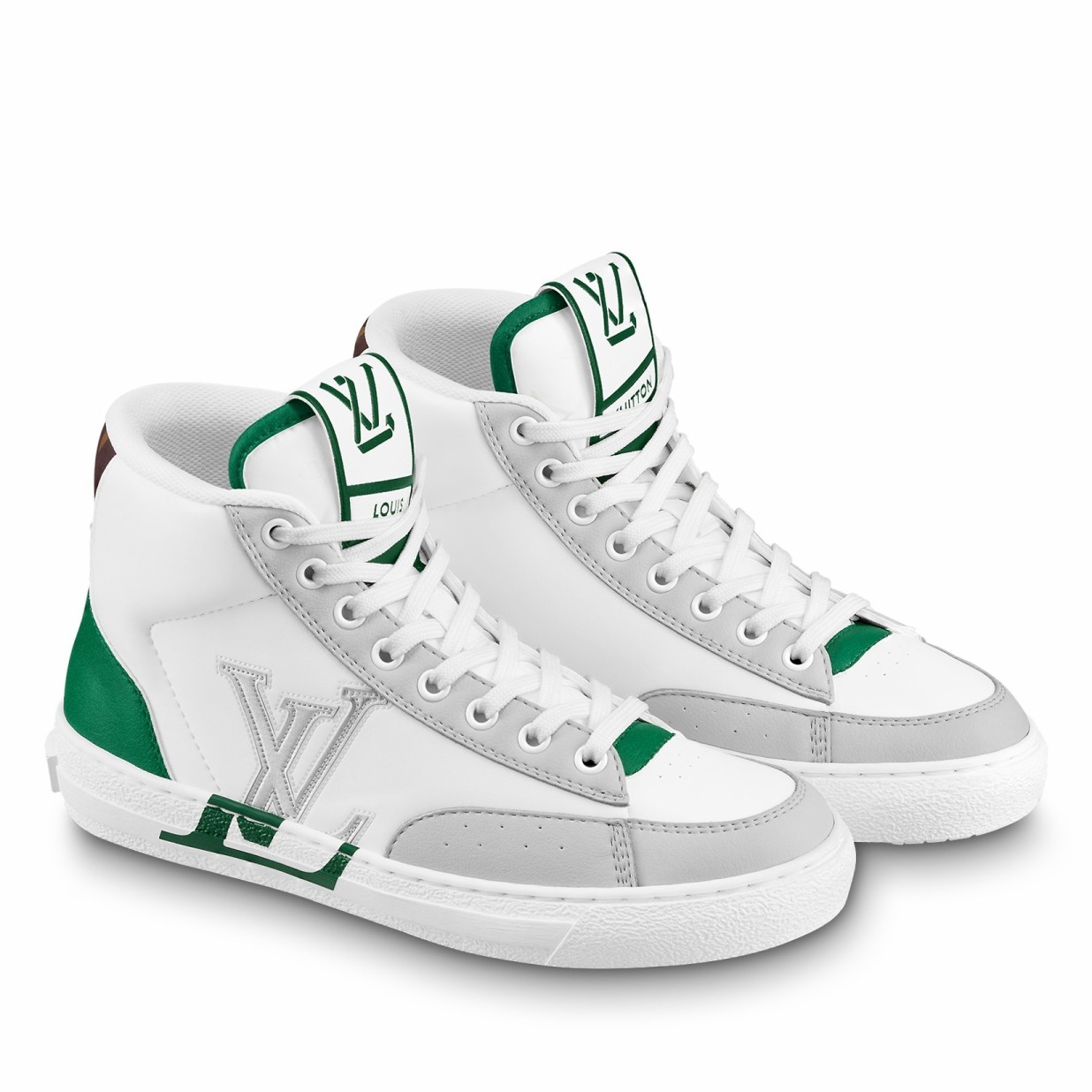 Replica Louis Vuitton White Charlie Sneaker Boots With Vert Detail for Sale