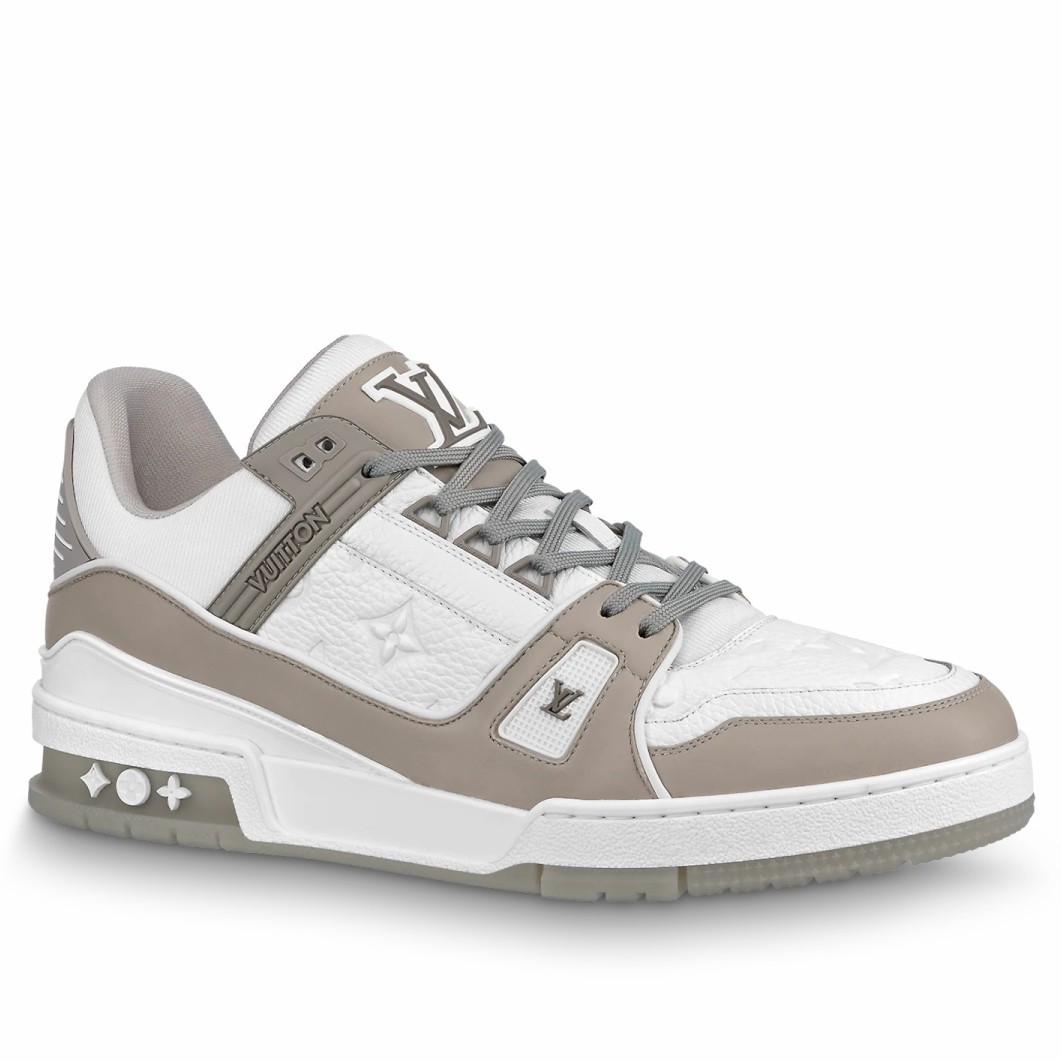 Louis Vuitton LV Trainer Sneakers In White/Grey Leather