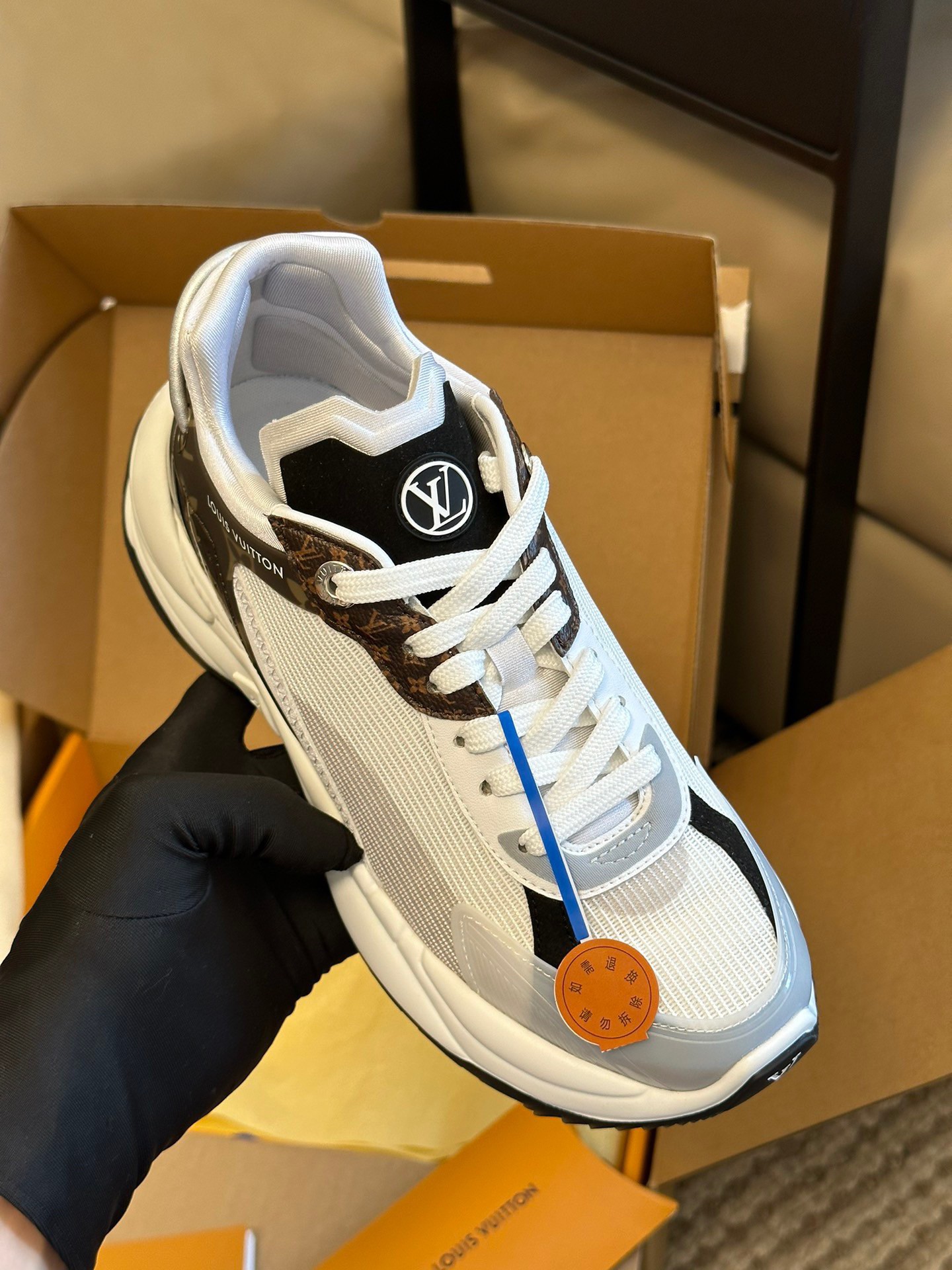 Replica Louis Vuitton Women's Run 55 Sneakers In White Technical