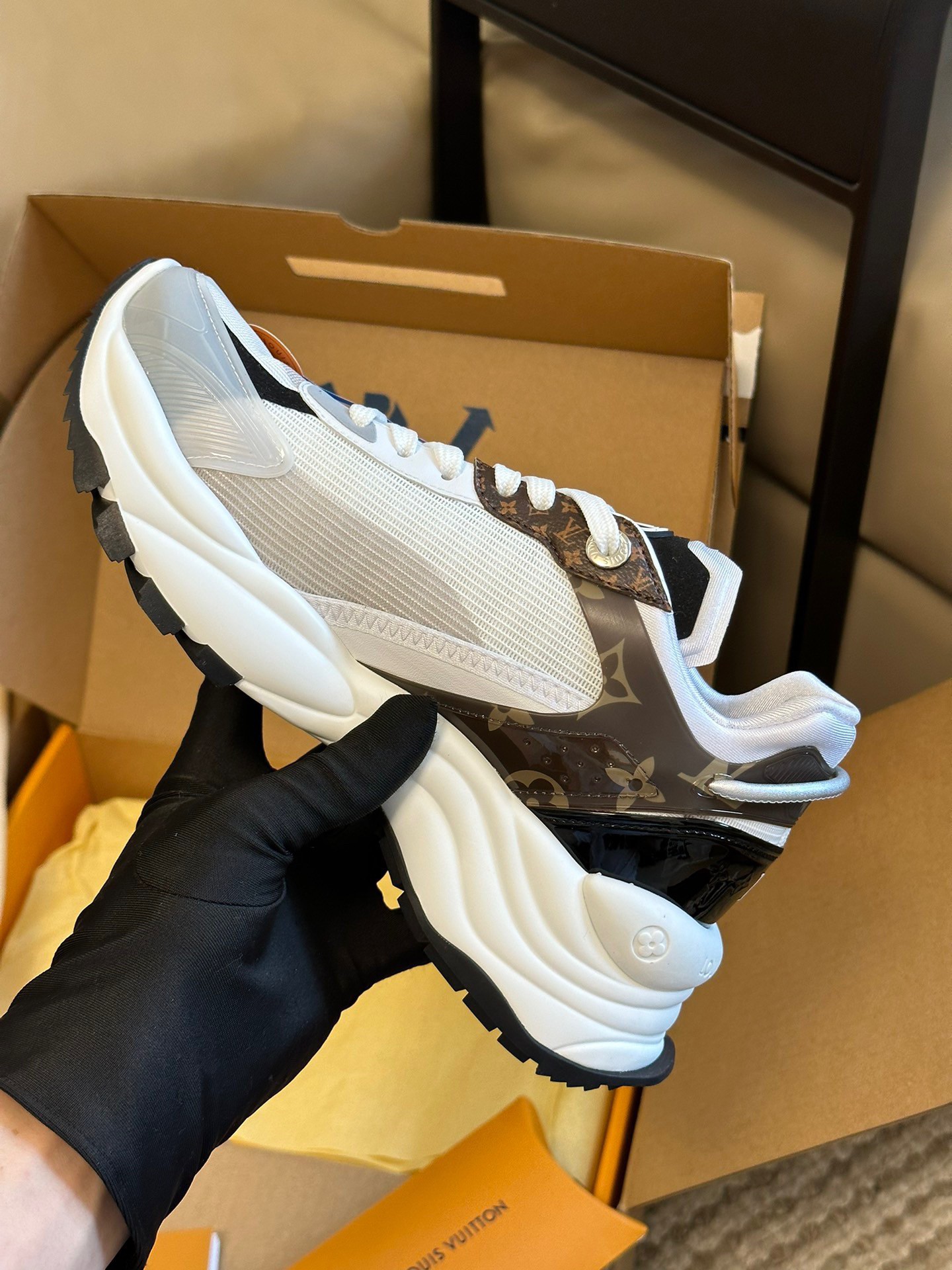Replica Louis Vuitton Women's Run 55 Sneakers In White Technical Materials