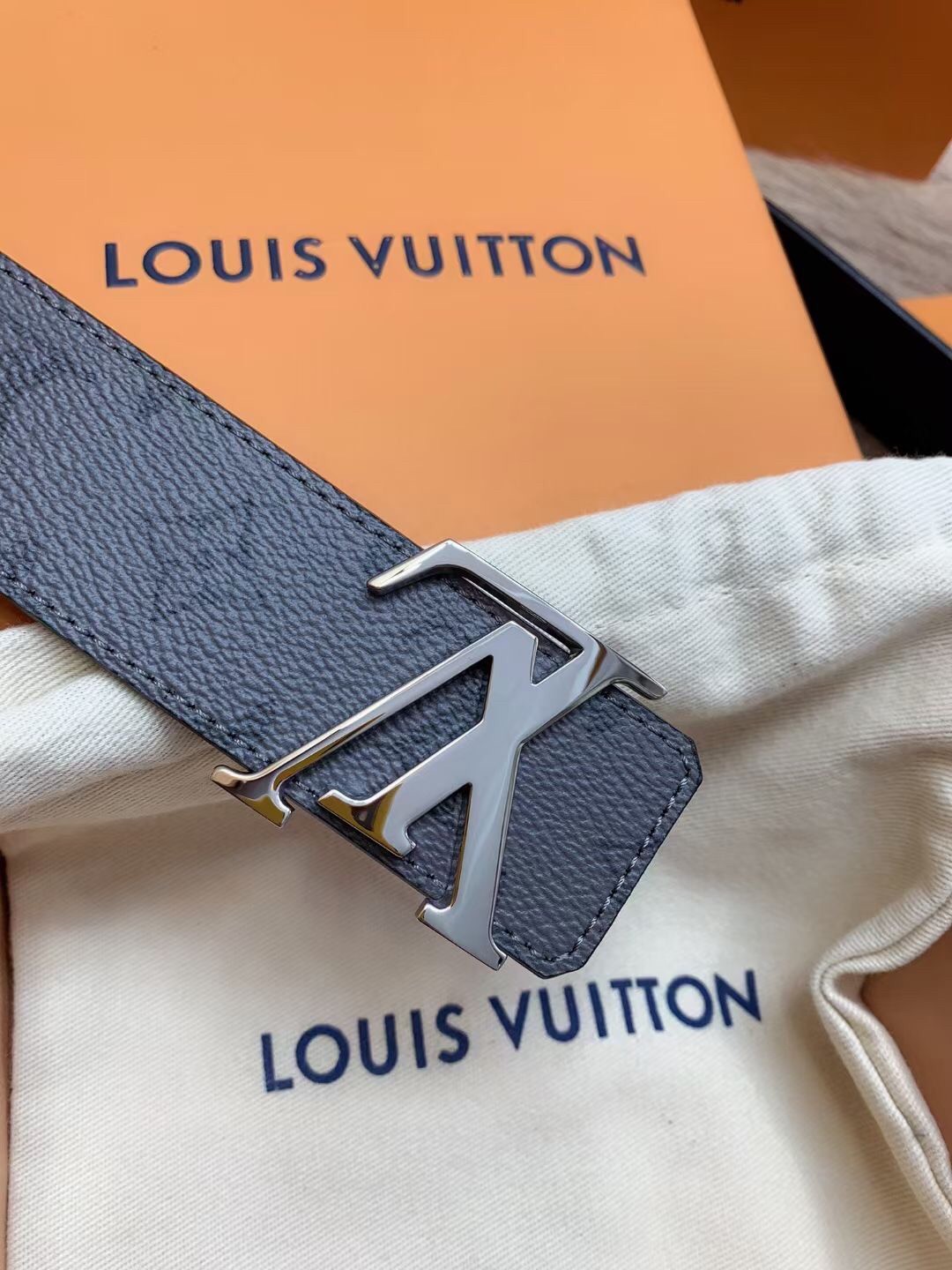 Louis Vuitton Damier Ebene Graphite Canvas Initials Belt 115Cm
