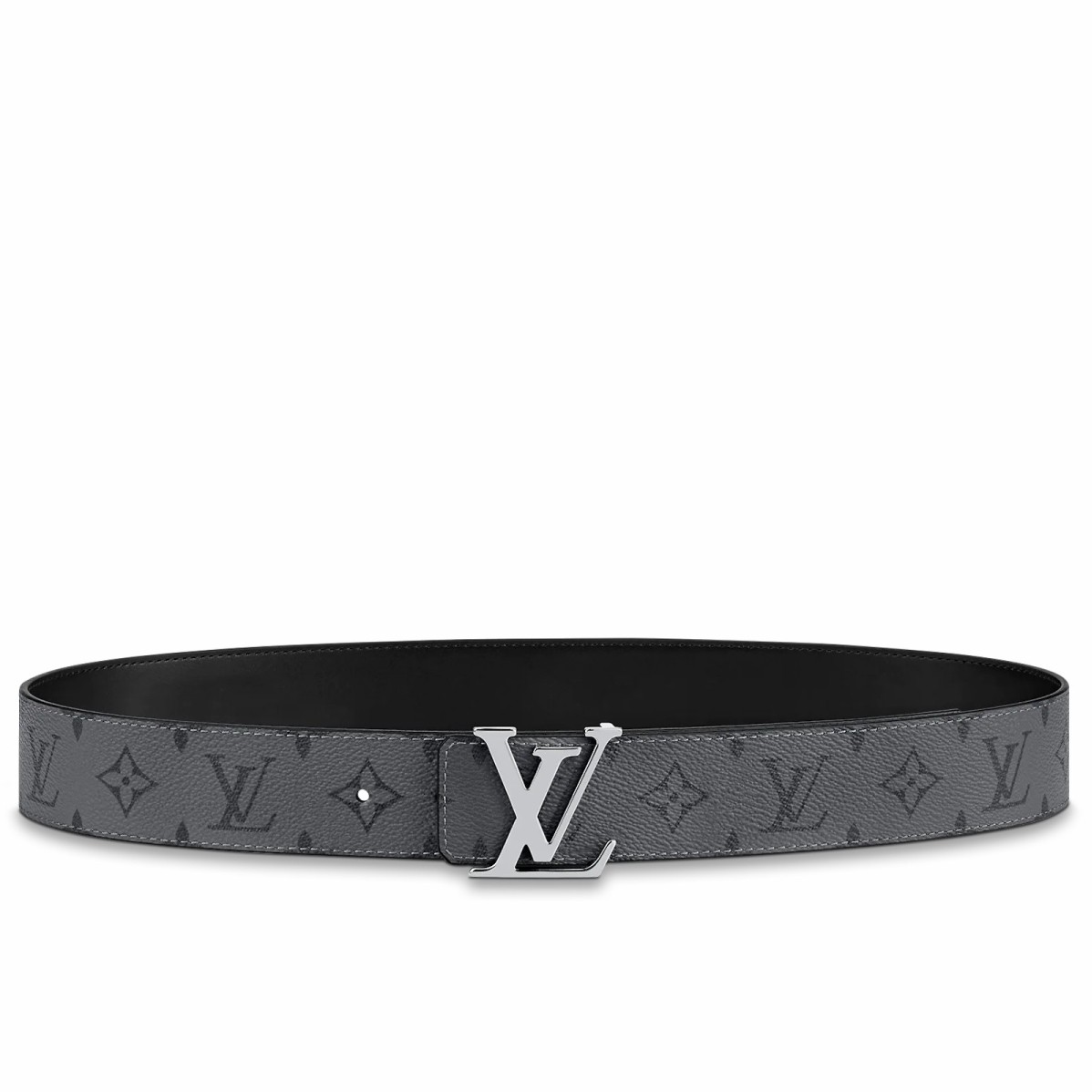 Louis Vuitton LV Initiales 40mm Reversible Belt Grey Monogram Eclipse. Size 100 cm