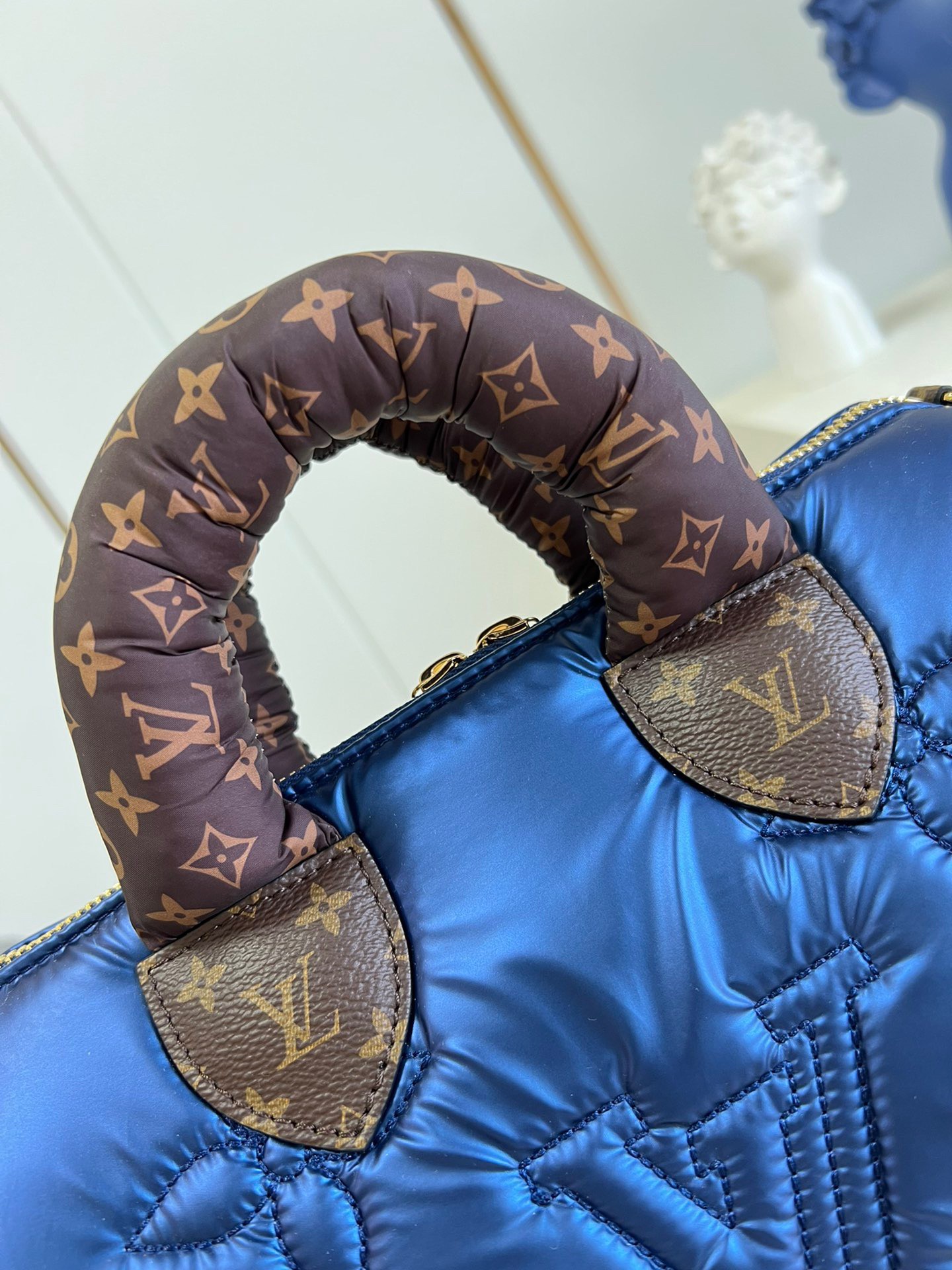 Louis Vuitton Speedy Bandouliere Bag Monogram Quilted Econyl Nylon 25 Blue  2137212