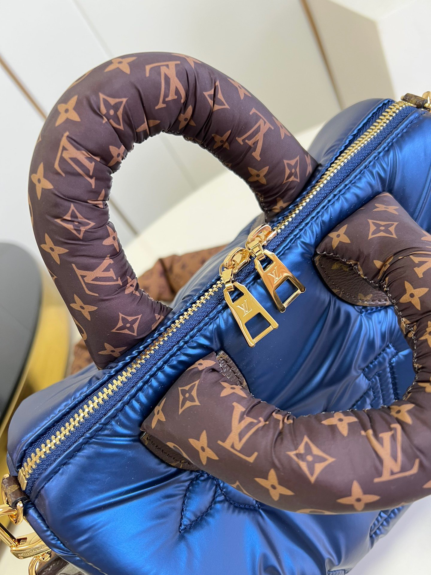 Louis Vuitton Speedy Bandouliere Bag Monogram Quilted Econyl Nylon 25 Blue  2137212