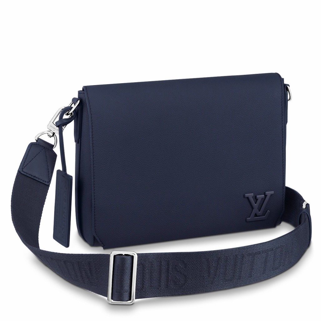Louis Vuitton Blue Leather Aerogram Takeoff Messenger Bag Louis Vuitton