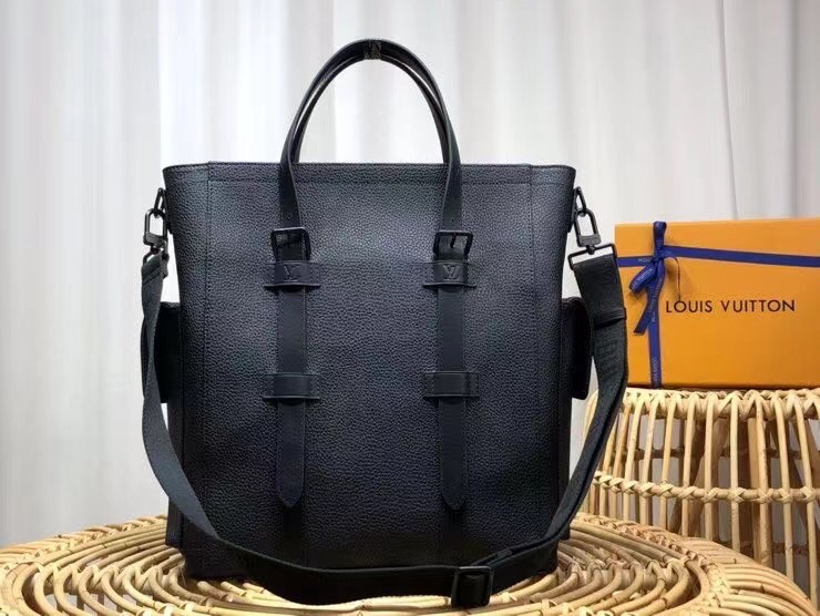 Replica Louis Vuitton Christopher Tote Bag In Black Leather M58479