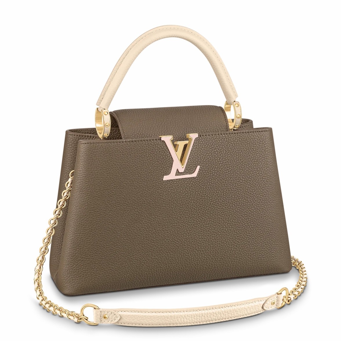 Replica Louis Vuitton Capucines MM Bag with Chain Braided Leather Strap  M59516