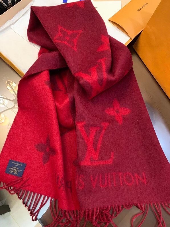 Louis Vuitton Cherry Red Reykjavik Cashmere Scarf Louis Vuitton