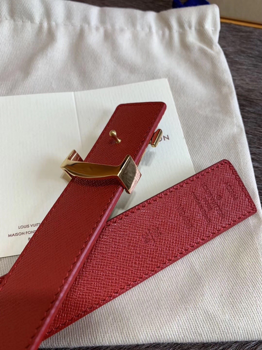 Louis Vuitton LV Iconic Reversible Belt 30MM Red in Canvas with