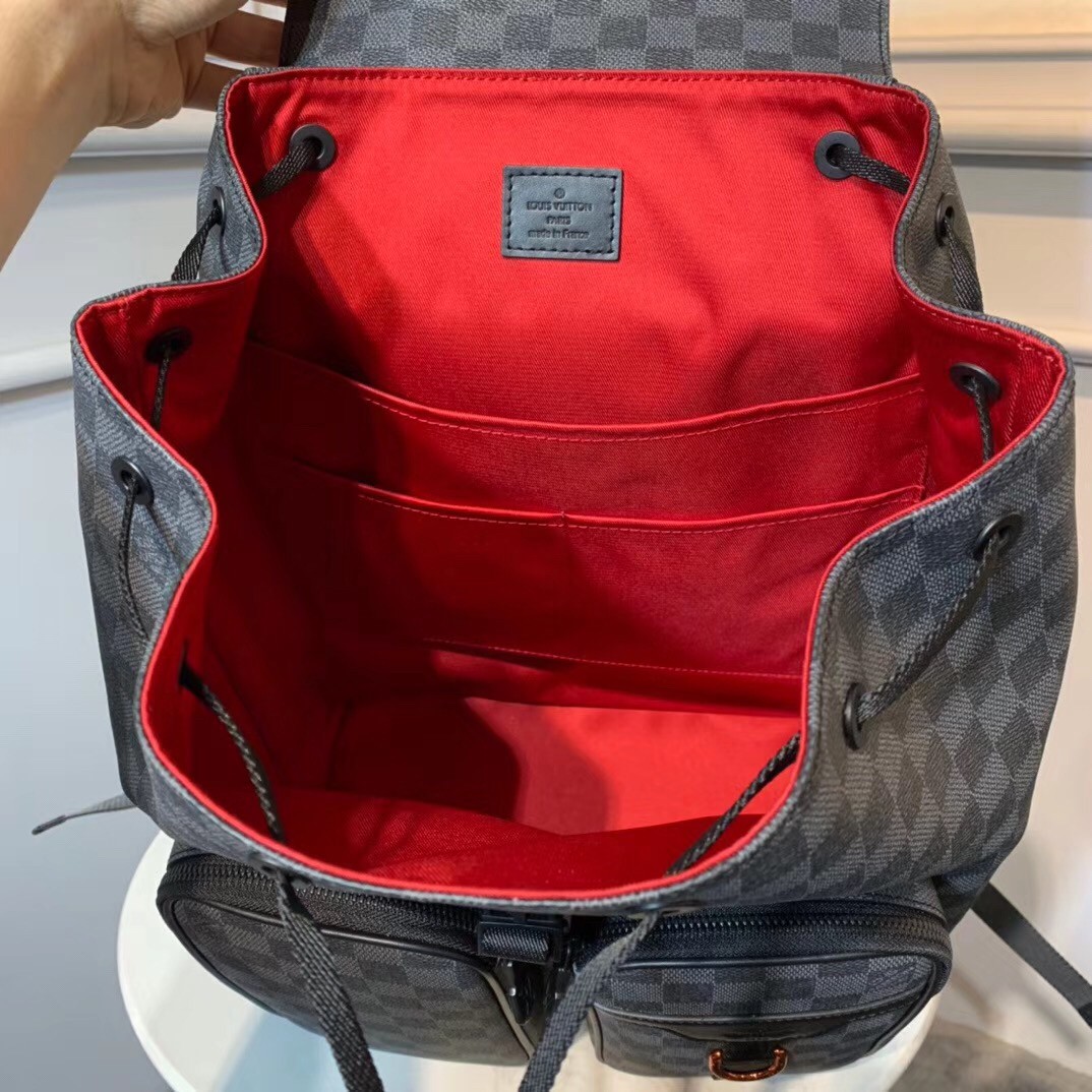 LOUIS VUITTON Louis Vuitton Damier Graphite Utility Backpack Red