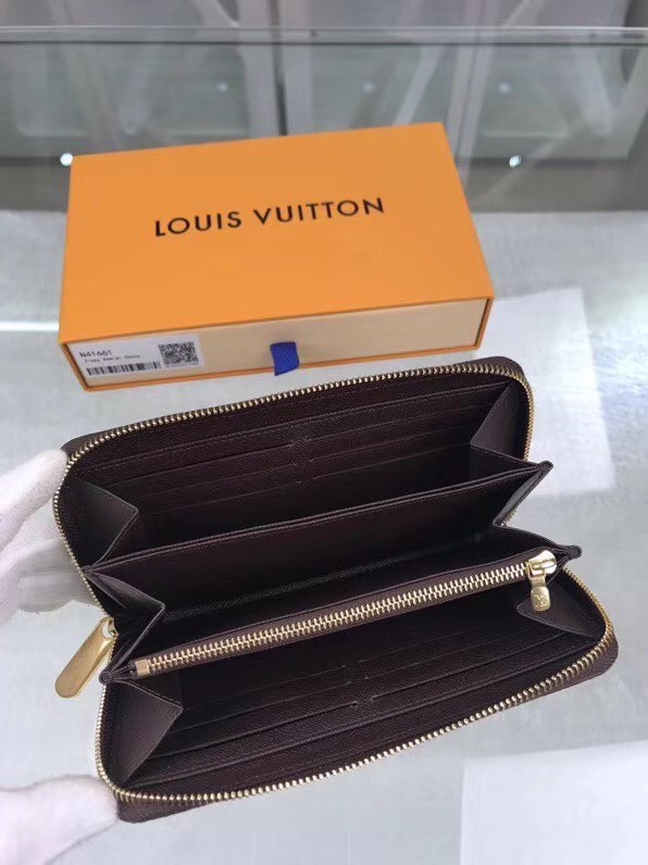 Louis Vuitton LOUIS VUITTON Damier Zippy Round Long Wallet Ebene N41661