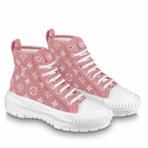 Louis Vuitton LV Squad Sneaker Boots In Pink Monogram Denim