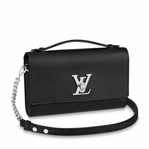 Louis Vuitton Lockme Clutch In Black Calfskin M56088