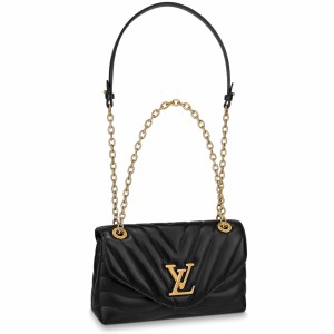 Louis Vuitton LV New Wave Chain MM Bag In Black Leather M58552