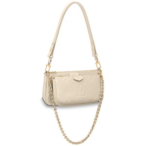 Louis Vuitton Dauphine MM Handbag Denim Textile Jacquard Gray M21458
