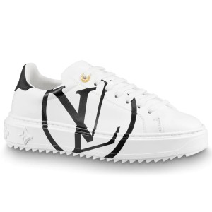 Louis Vuitton White Time Out Sneakers with Black LV Circle