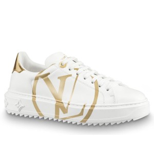 Louis Vuitton White Time Out Sneakers with Gold LV Circle