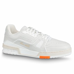 Louis Vuitton Men's LV Trainer Sneakers In White Leather