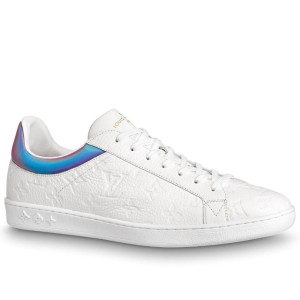Louis Vuitton Men's Luxembourg Sneakers In White Monogram Leather