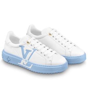 Louis Vuitton White Time Out Sneakers with Blue Outsole