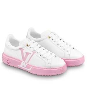 Louis Vuitton White Time Out Sneakers with Pink Outsole