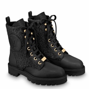 Louis Vuitton Territory Flat Ranger Boots In Black Leather with Wool