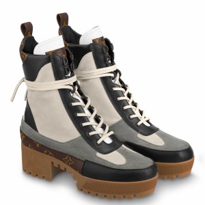 Louis Vuitton Laureate Platform Desert Boots In Grey Suede Leather