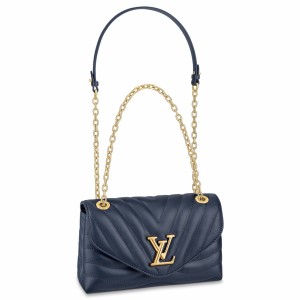 Louis Vuitton LV New Wave Chain MM Bag In Navy Blue Leather M20615