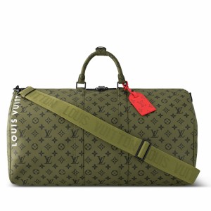 Louis Vuitton Keepall Bandouliere 55 Bag in Green Monogram Canvas M23963