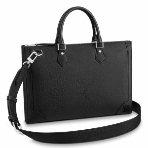 Louis Vuitton Slim Briefcase In Black Taiga Leather M30810
