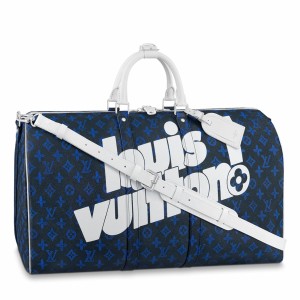 Louis Vuitton Keepall Bandouliere 55 Bag In Blue Monogram Canvas M45874