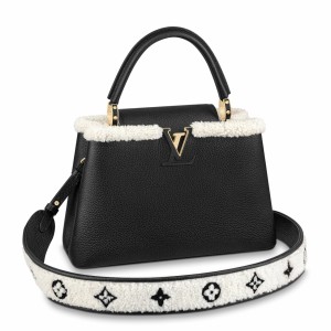Louis Vuitton Capucines MM Bag in Taurillon Leather with Shearling M59073