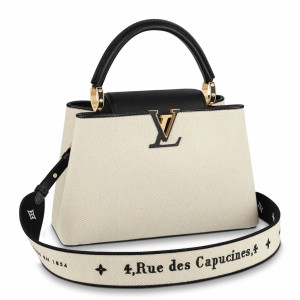 Louis Vuitton Capucines MM Bag in Canvas with Black Leather M59872
