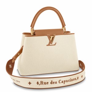 Louis Vuitton Capucines MM Bag in Canvas with Brown Leather M59969