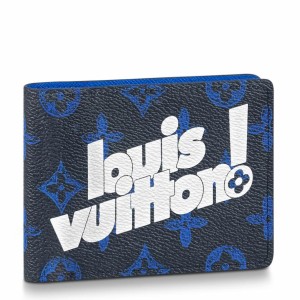 Louis Vuitton Multiple Wallet In Blue Monogram Canvas M80850