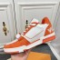 Louis Vuitton Men's LV Trainer Sneakers In Orange Denim with Mesh