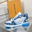 Louis Vuitton Men's LV Trainer Sneakers In Blue Denim with Mesh